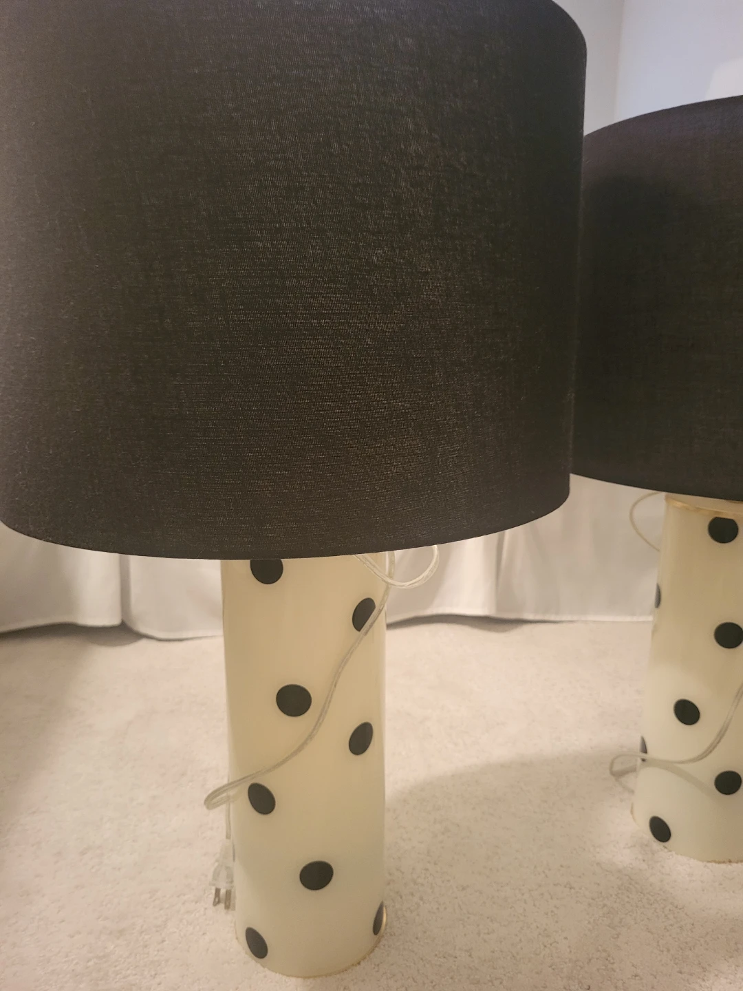 Pair of Black and White Kate Spade  Polka Dot Lamps - photo 2