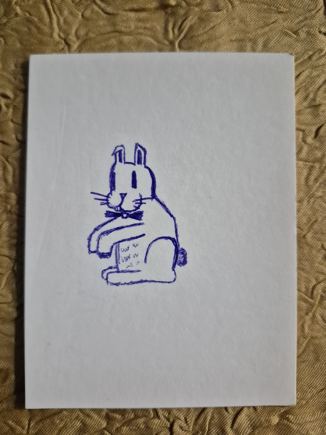 Hand-drawn Blue Ink Bunny Art "Gentle Bunny"