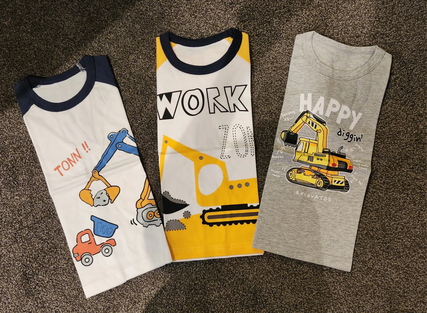Kids Excavator Graphic T-Shirts - 3 Pack⚽