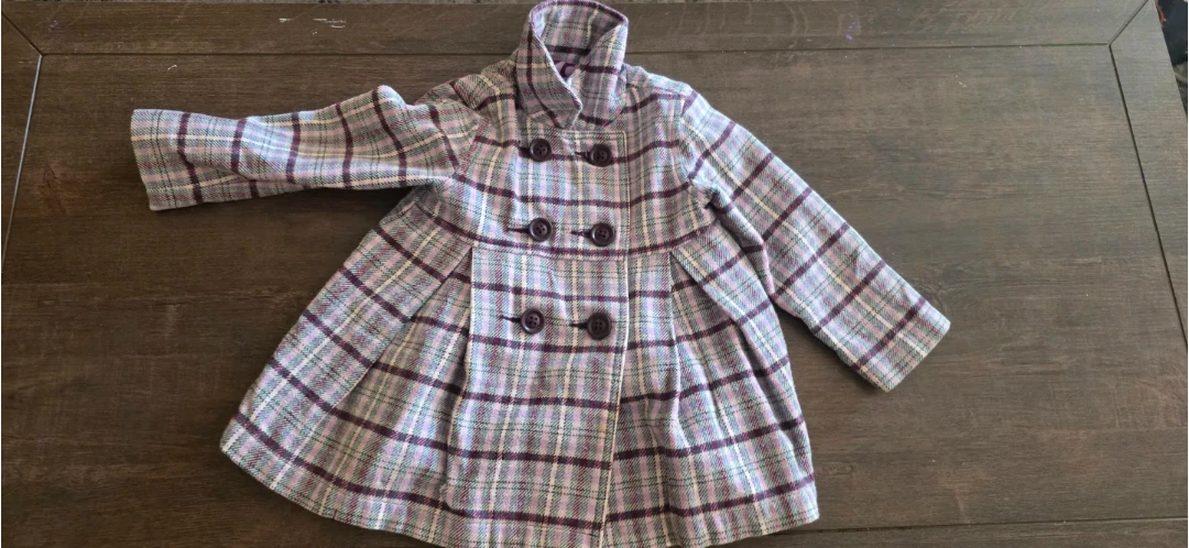 Old Navy Plaid Double-Breasted Coat - Toddler 3T
