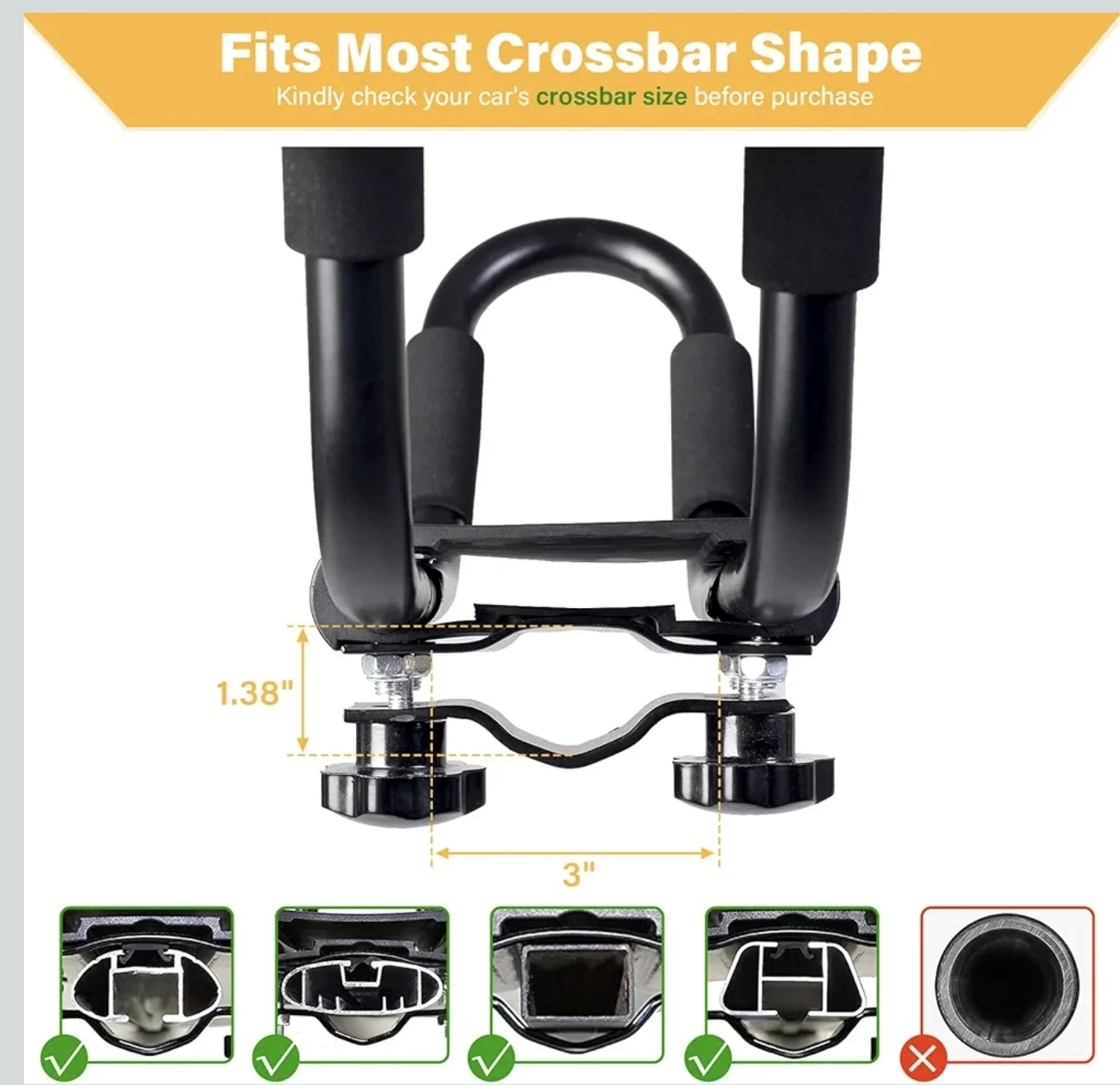 2 Pairs J Bar Kayak Carrier Rack Set for Car Roof Rack - photo 3