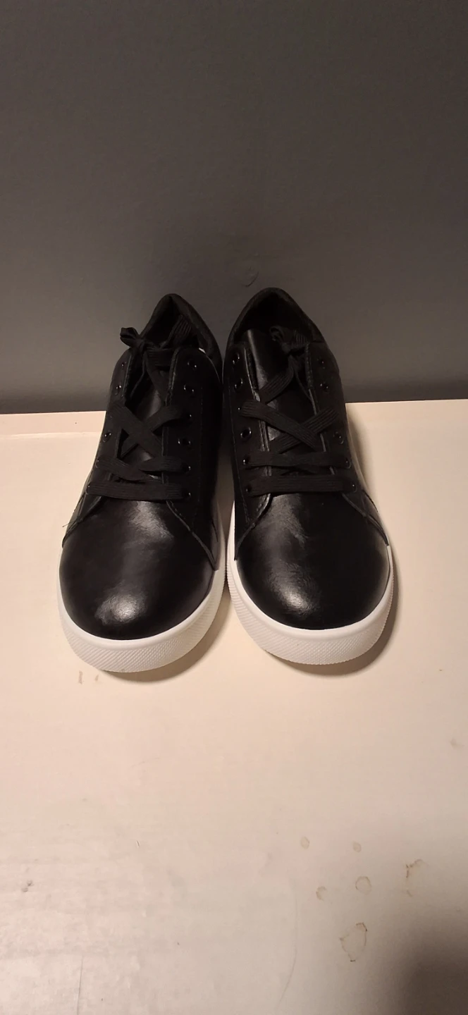 Black Faux Leather Sneakers