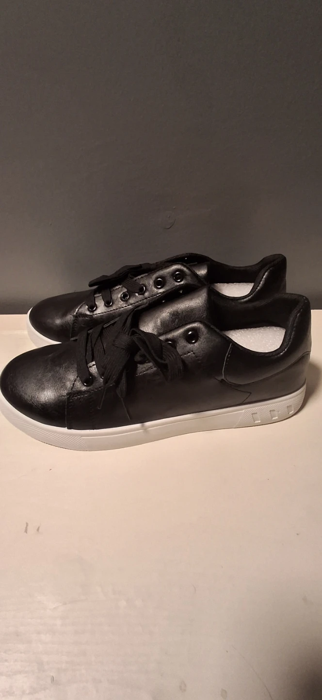 Black Faux Leather Sneakers - photo 3