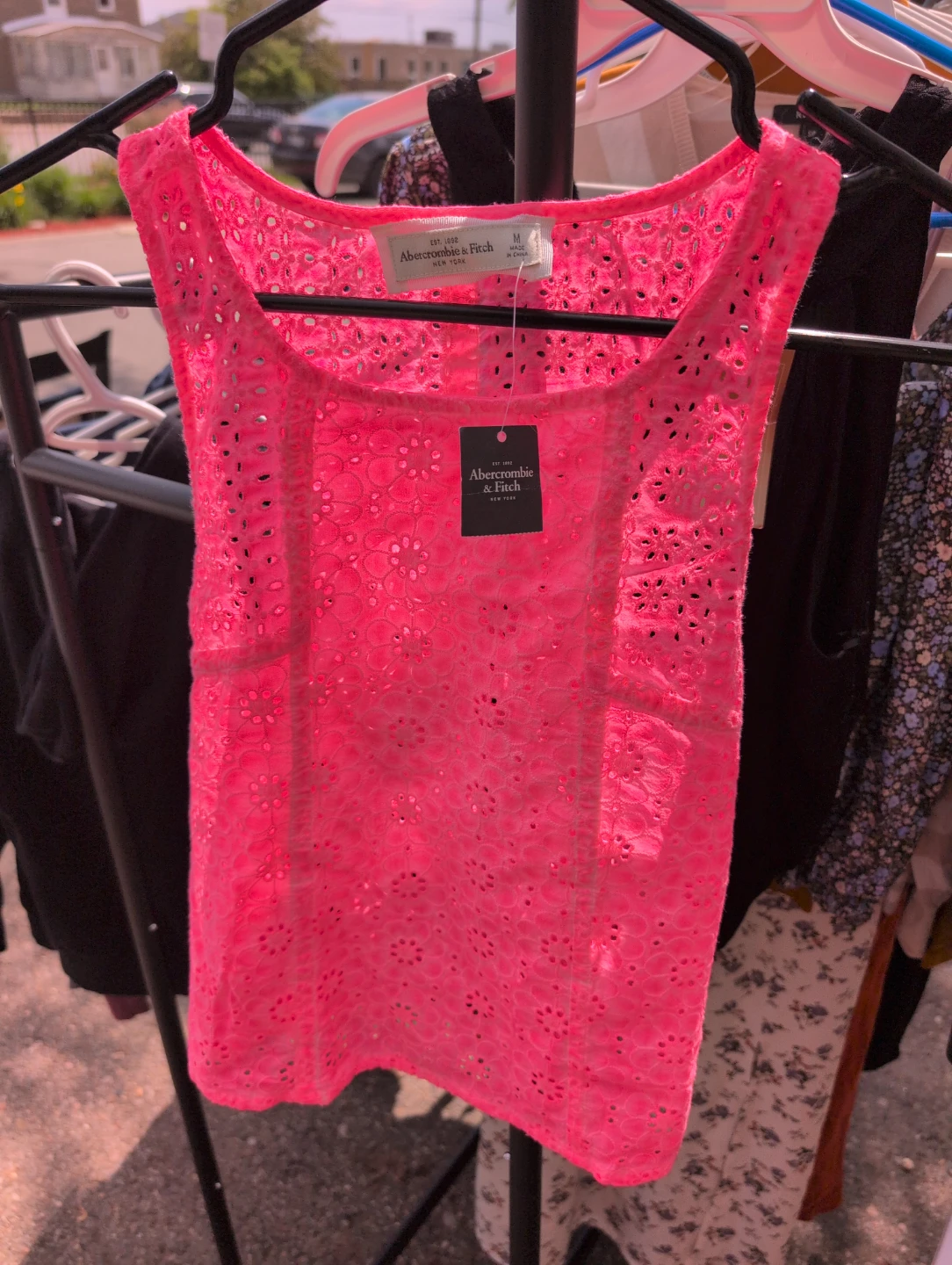 Abercrombie & Fitch Eyelet Tank Top - Pink - Size M