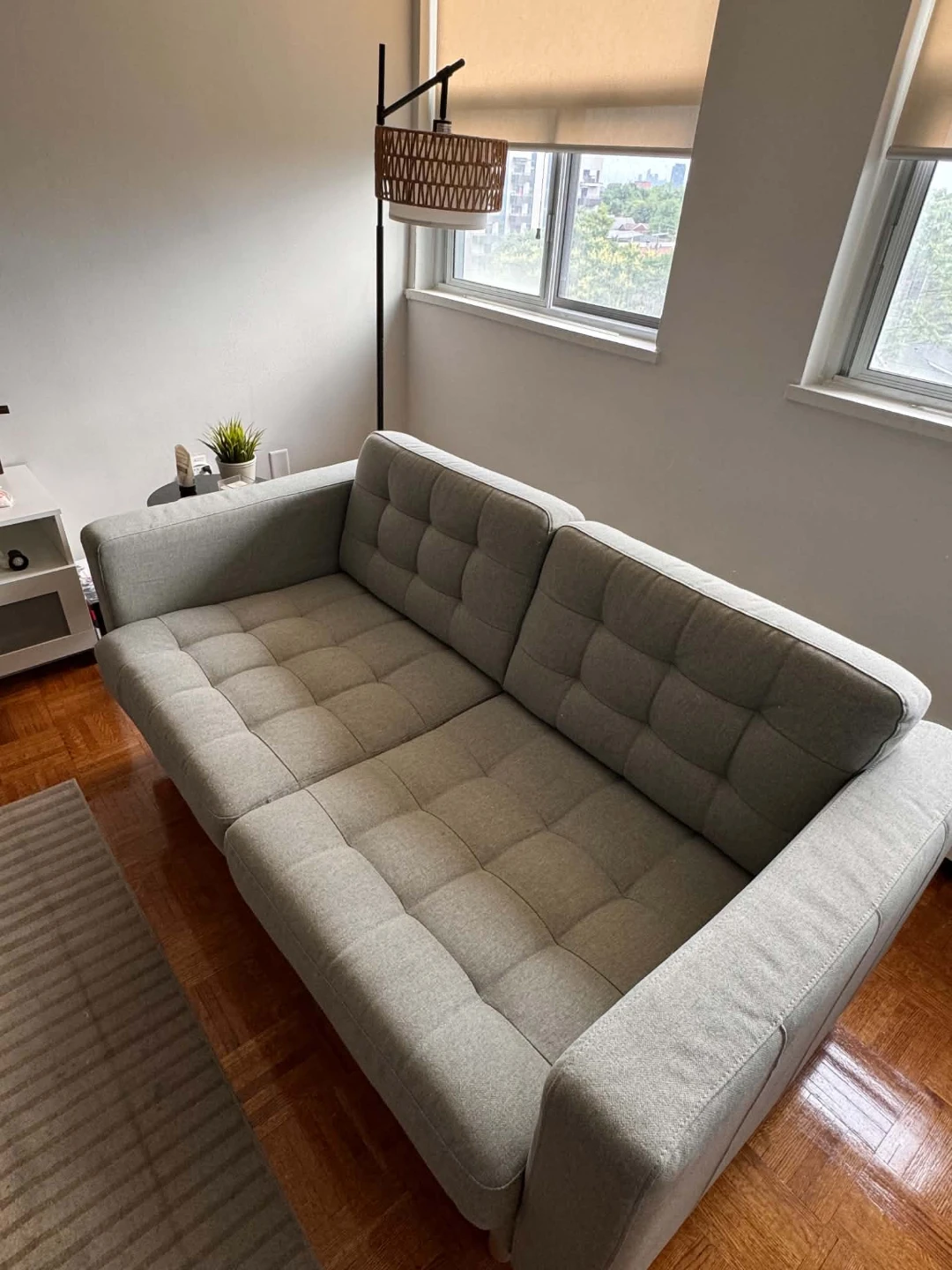 Grey Tufted Loveseat Sofa