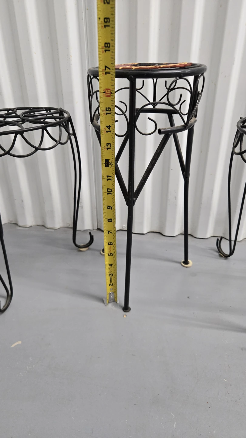 Set of 3 Black Metal Plant Stands - photo 4