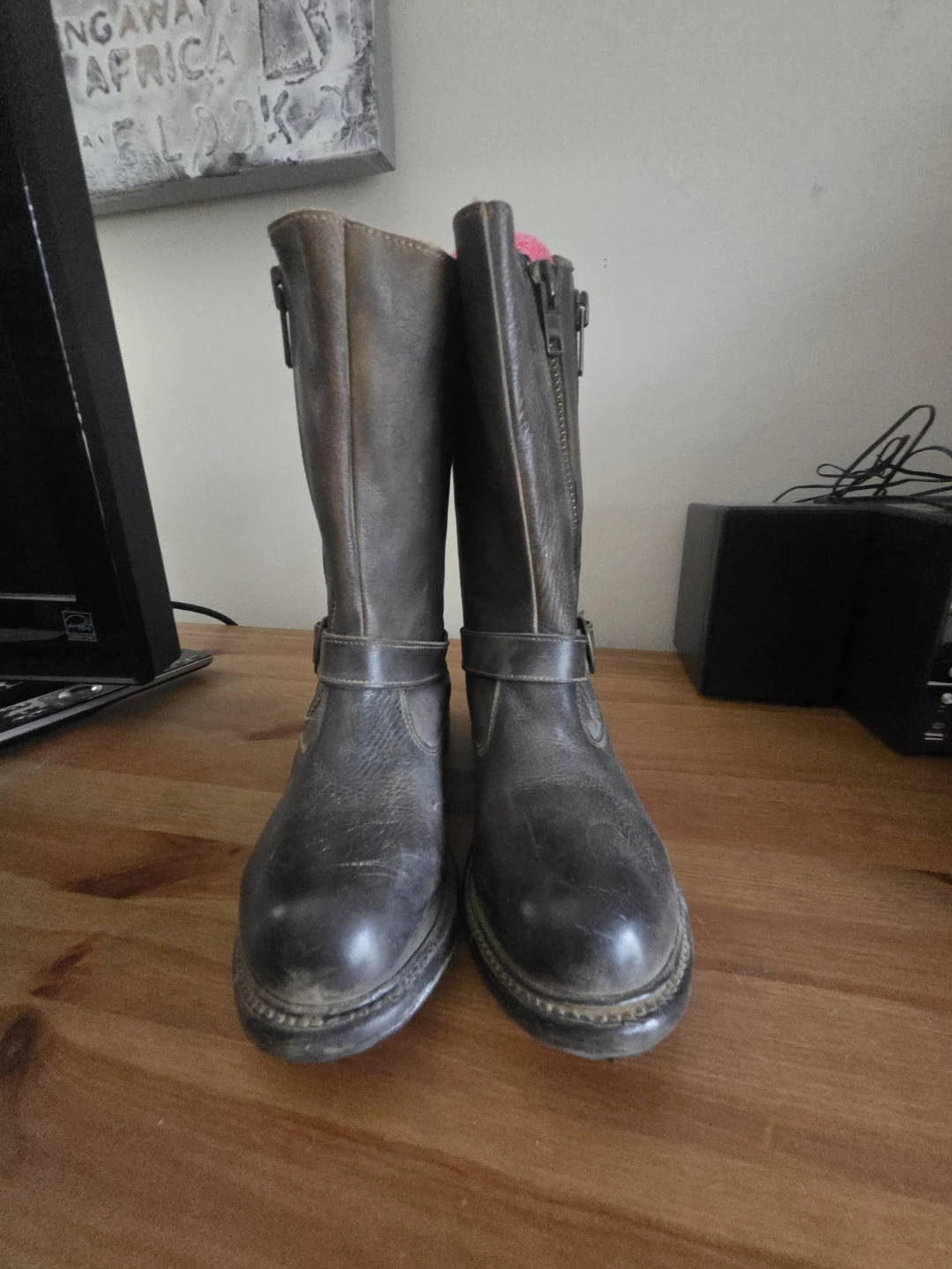 Brown Leather Zipper Buckle Boots - photo 4