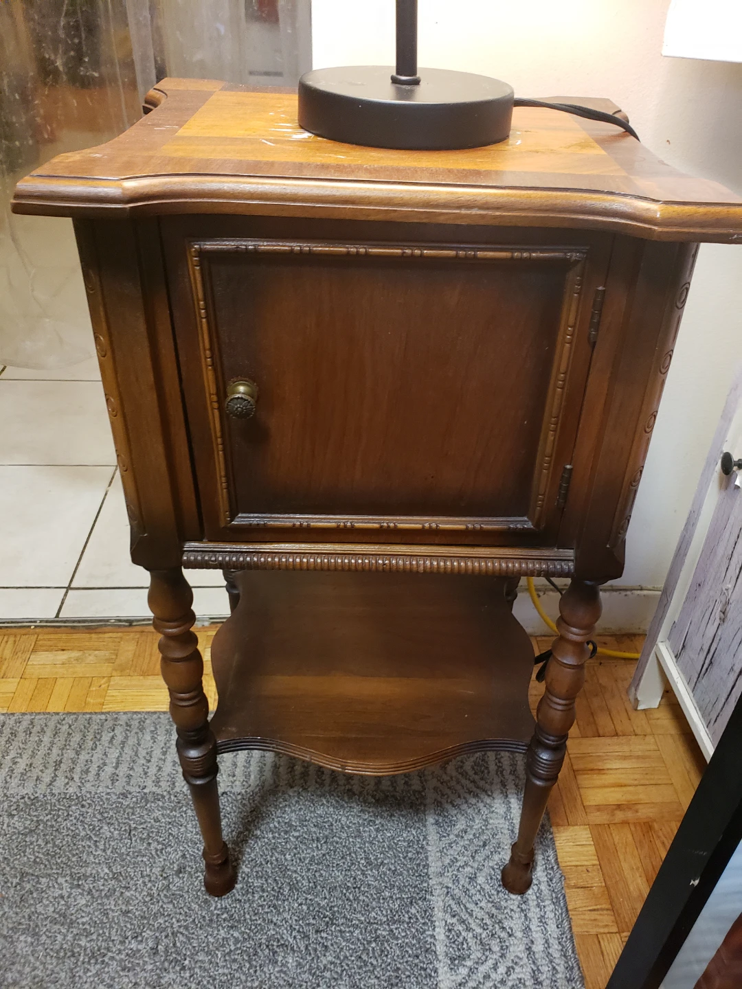 Antique Wooden Side Table with Cabinet - photo 3