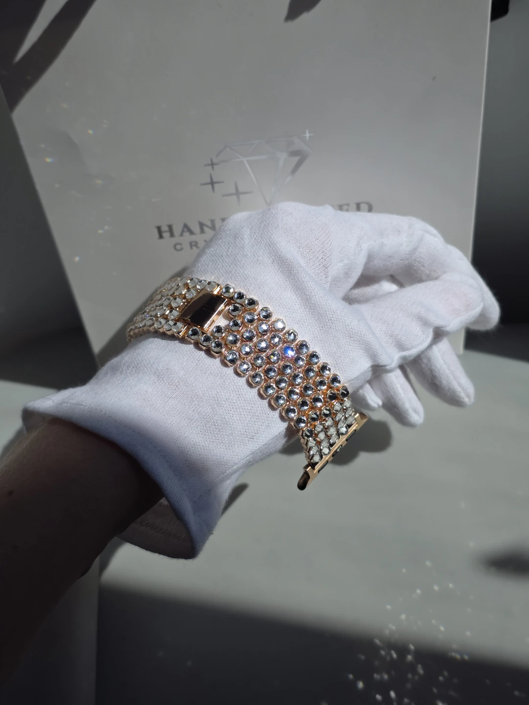 Handcrafted Crystal Apple Watch Band - Rose Gold - photo 3