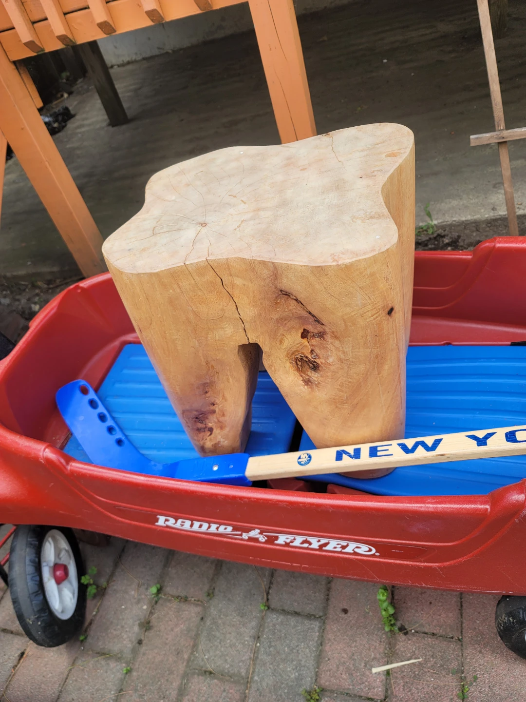 Solid Wood Stump Stool Side Table