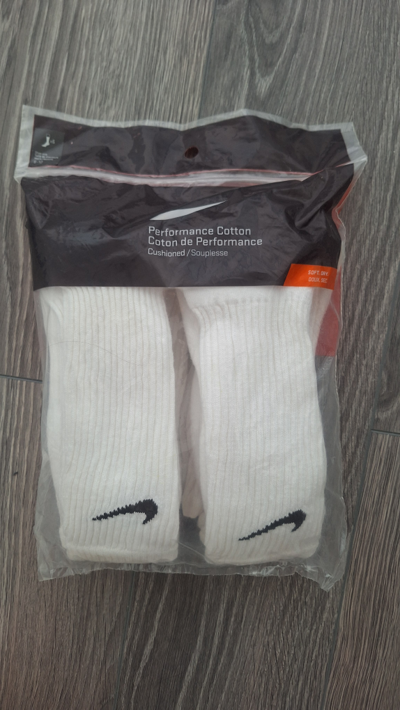 Nike Performance Cotton Socks - White 6 pack large 8 - 12