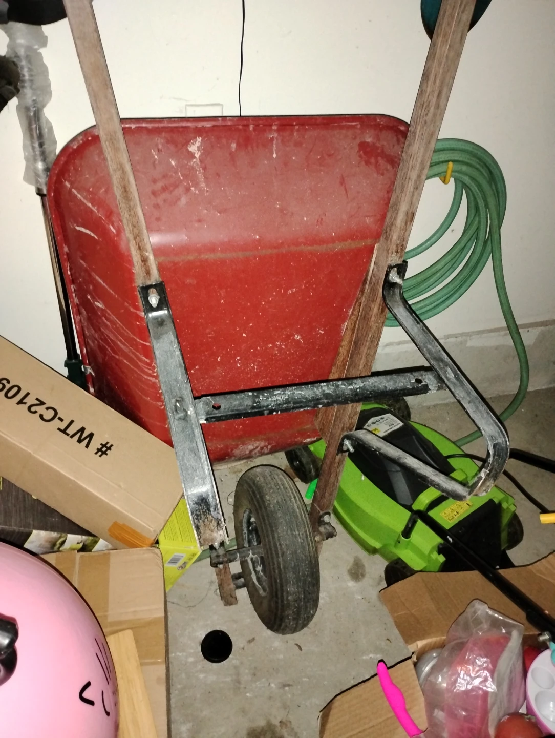 Red Garden Wheelbarrow with Wooden Handles - photo 3