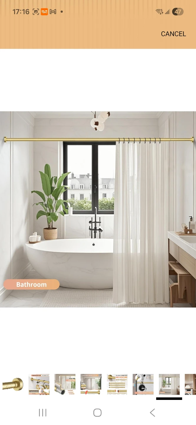 NEW Spring Tension Shower Curtain Rod 34-66 Inches Steel - photo 3