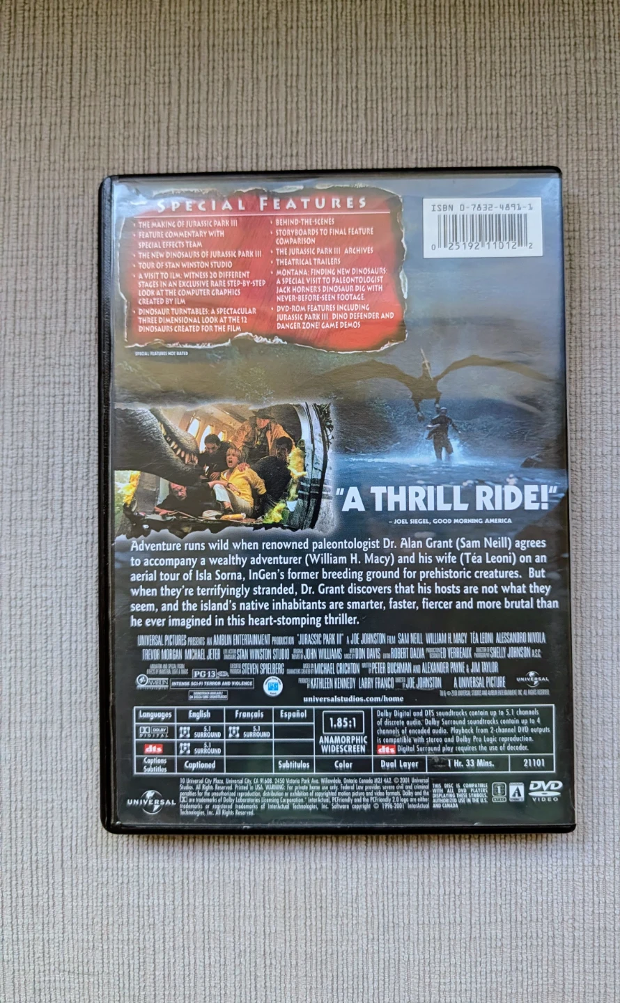 Jurassic Park III Collector's Edition DVD Movie - photo 2