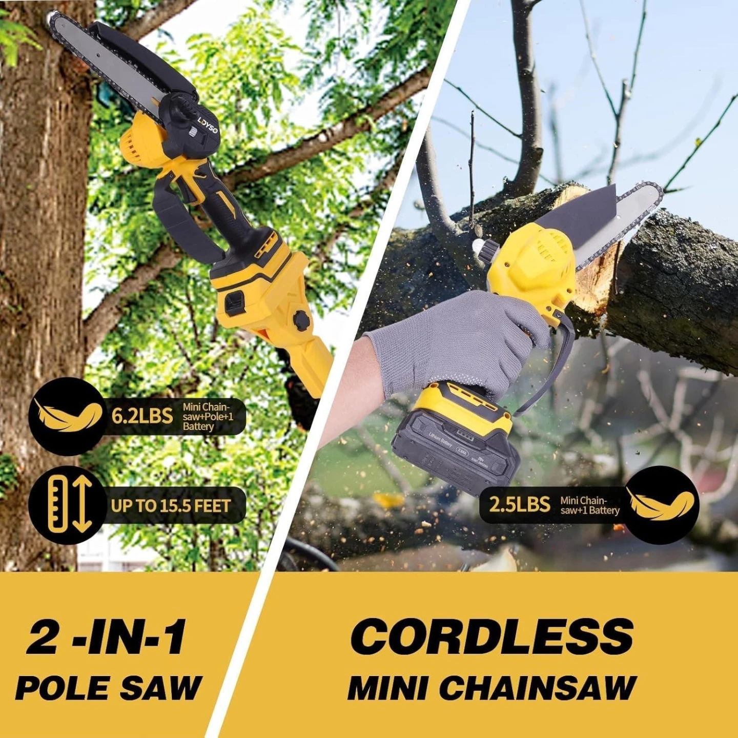 SOARFLY 2-in-1 Cordless Pole Saw and Mini Chainsaw - photo 2