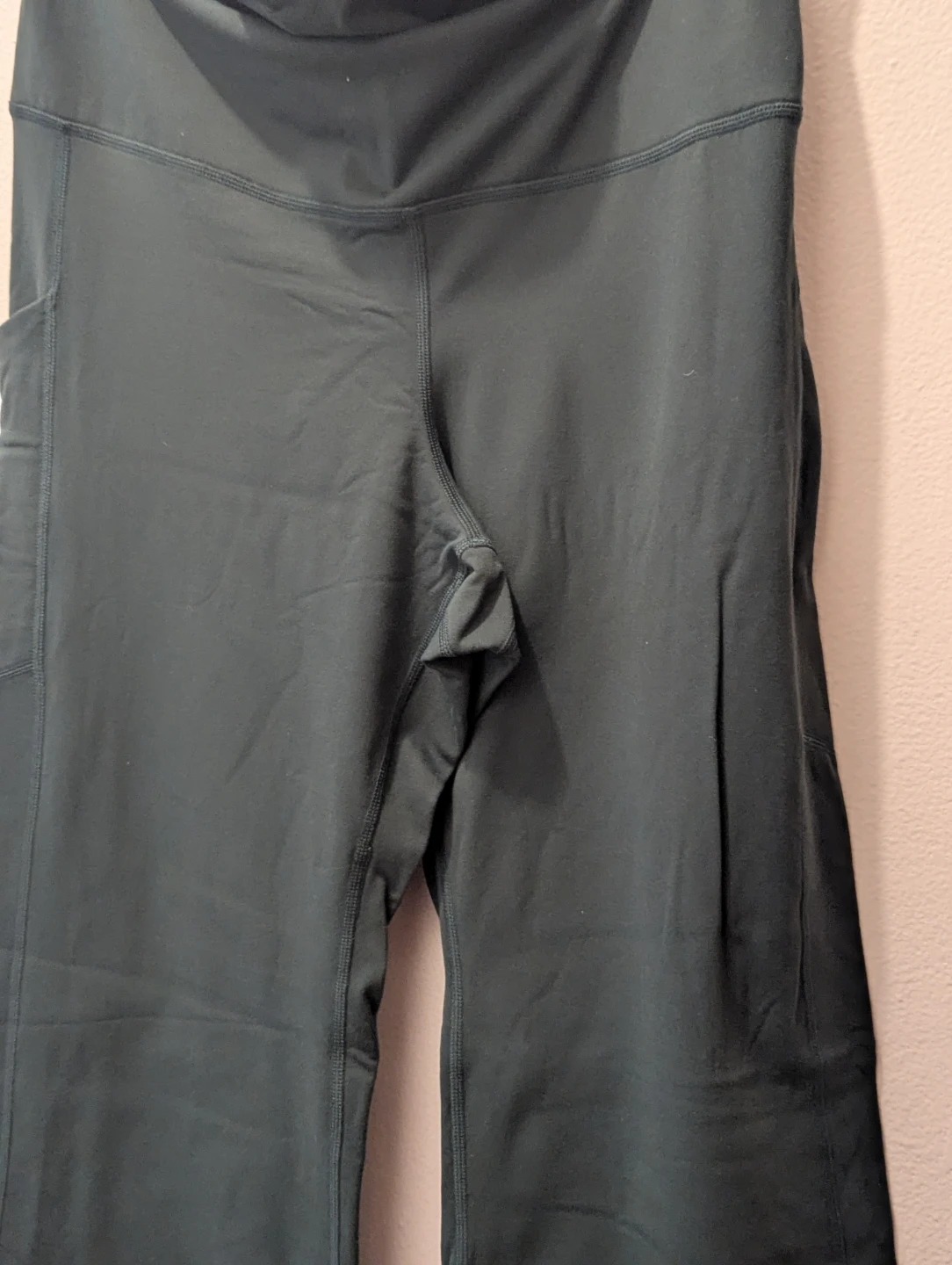 Fabletics Green High-Waisted Wide Leg Fleece Lined Pants