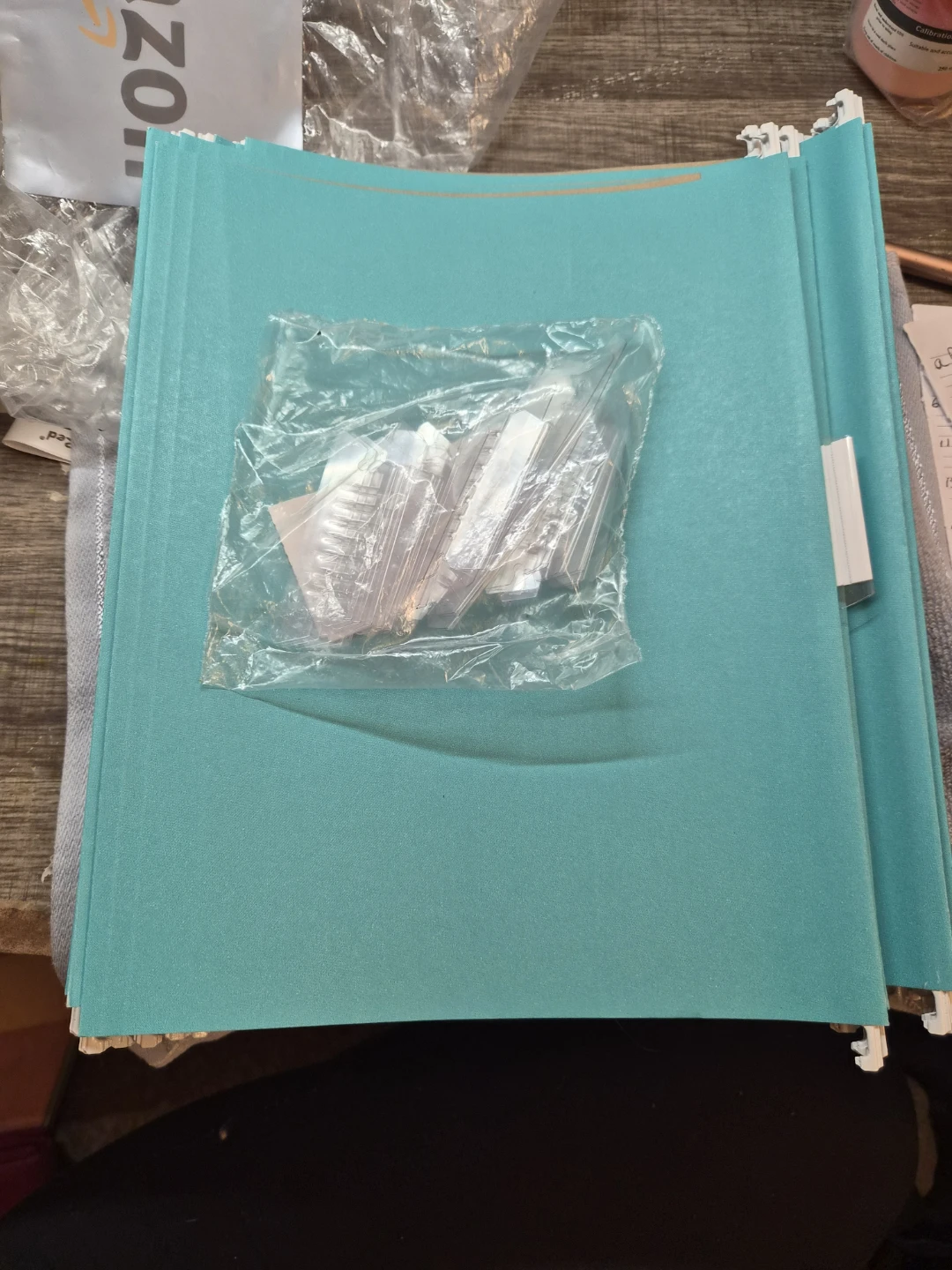 25 Teal Hanging File Folders with Plastic Tabs