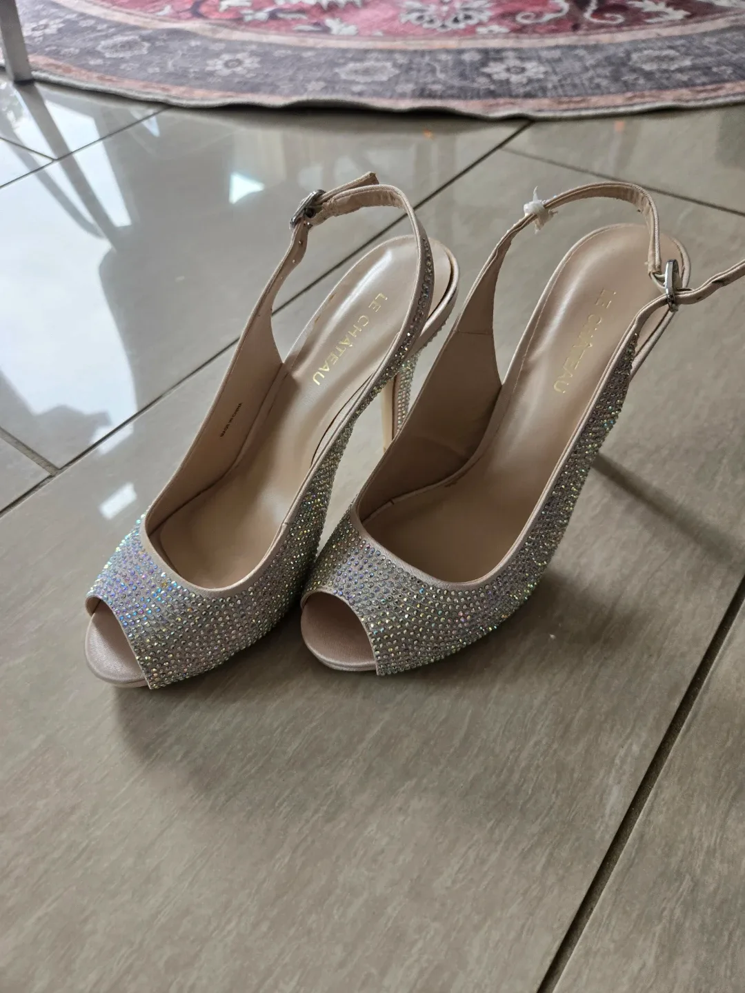 Le Château Rhinestone Peep-Toe Slingback Heels - photo 4