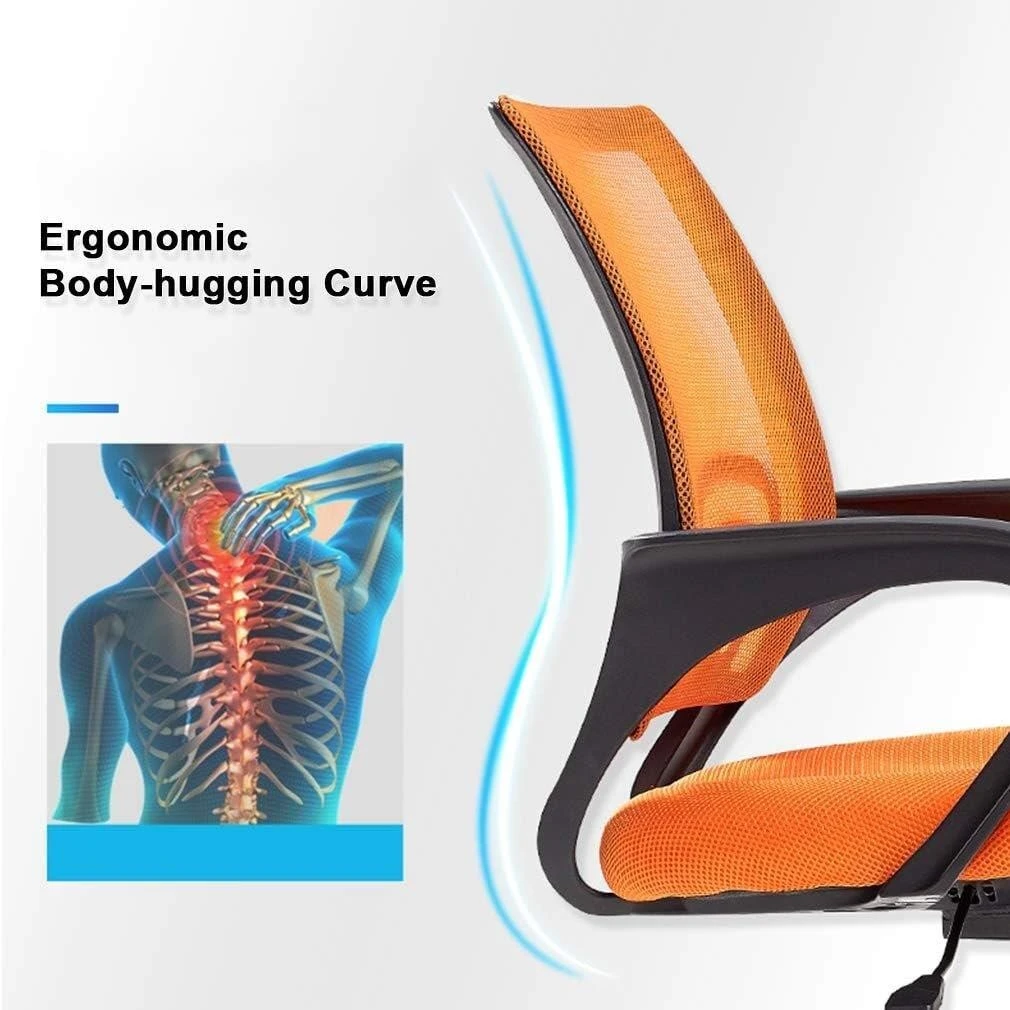 Orange Mesh Office Chair with Ergonomic Body-hugging Curve - photo 2