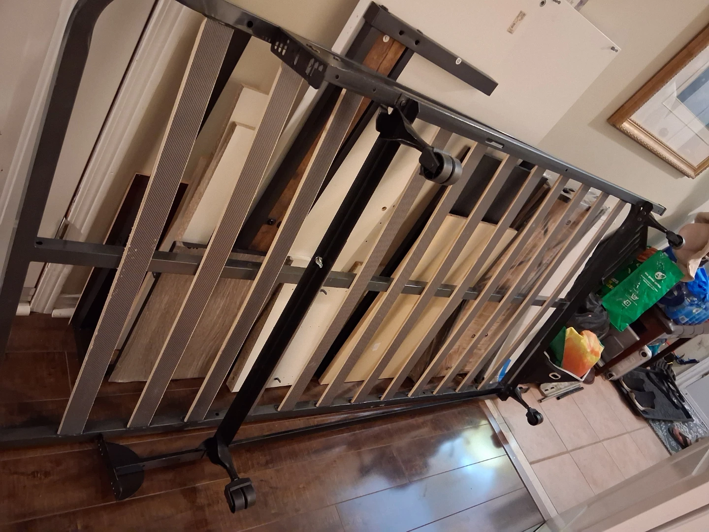 Metal Bed Frame with Slats on wheels - photo 2