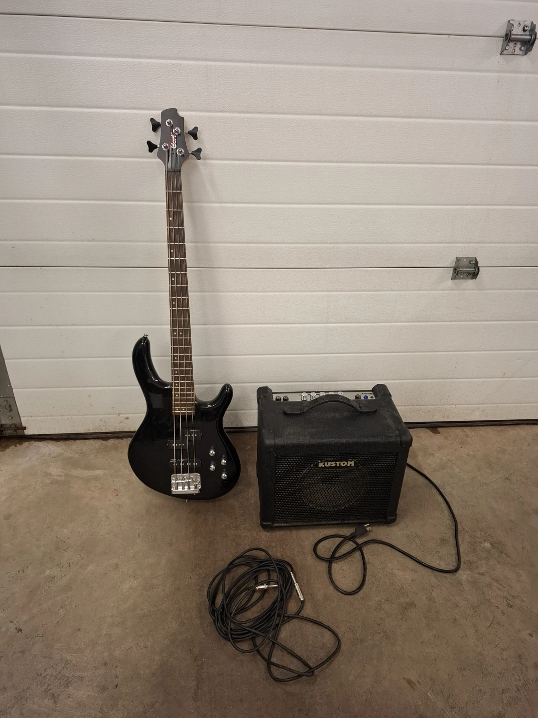 Cort Bass Guitar with Kustom Amplifier