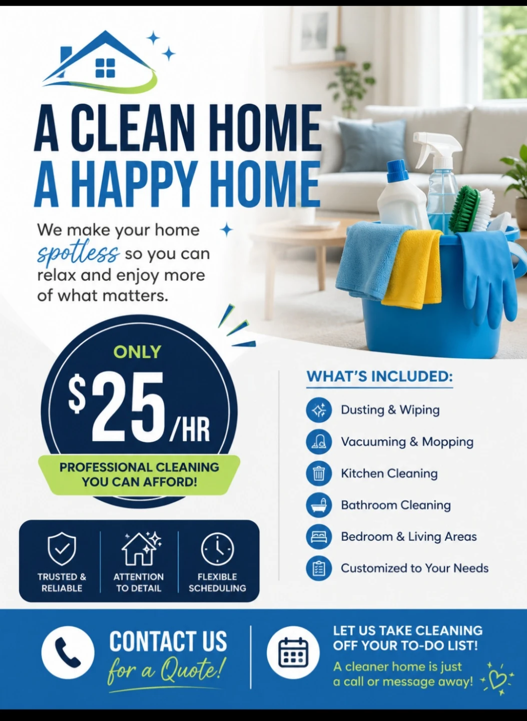 ⚽️ Professional Home Cleaning Service - $25/hr