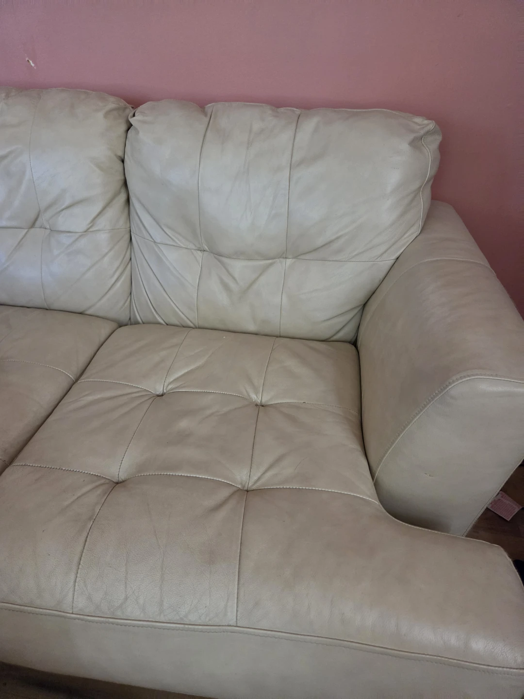 Ashley Cream Leather Sectional Sofa - photo 3
