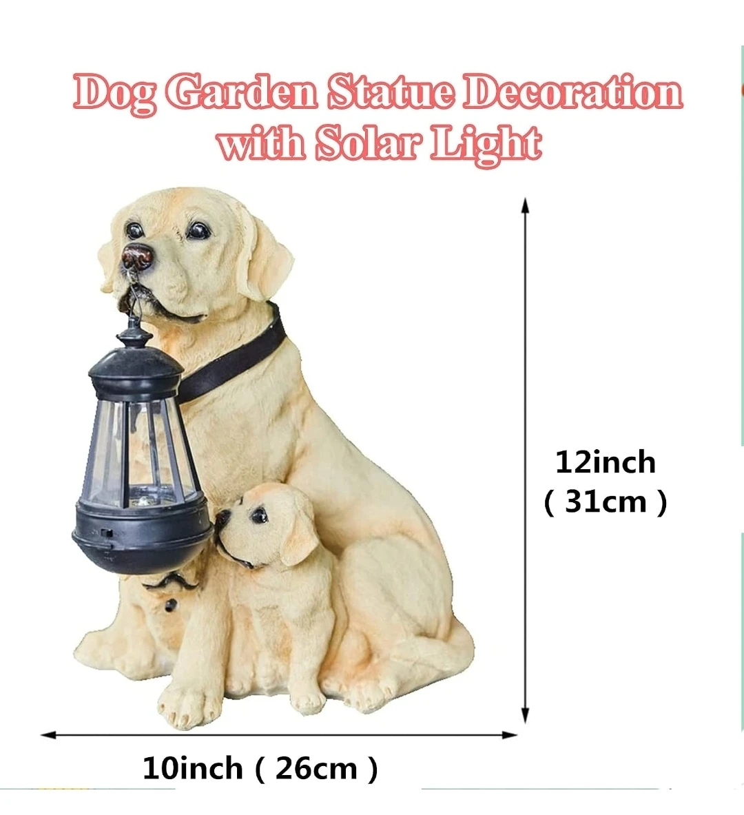 Dog Garden Statue with Solar Lantern - photo 2