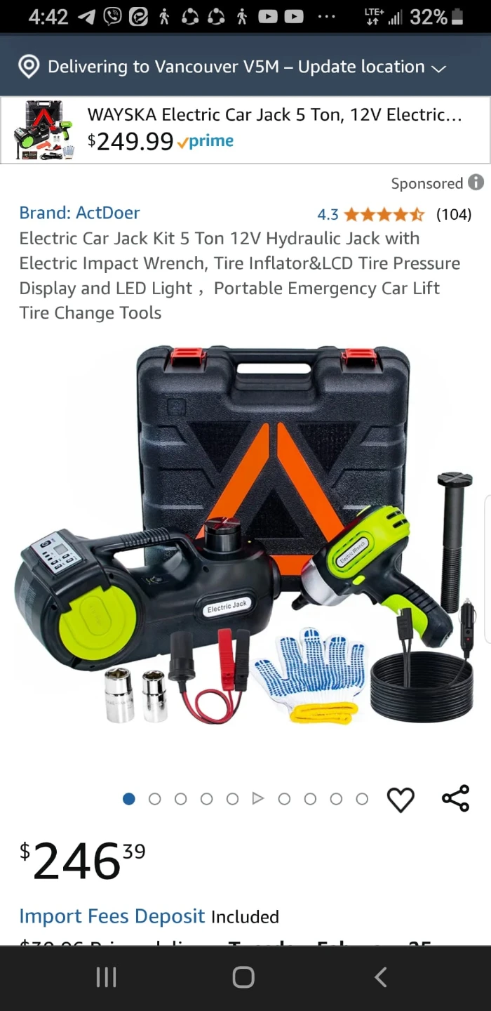 A-HEELP 5 Ton Electric Car Jack Kit with Wrench & Inflator