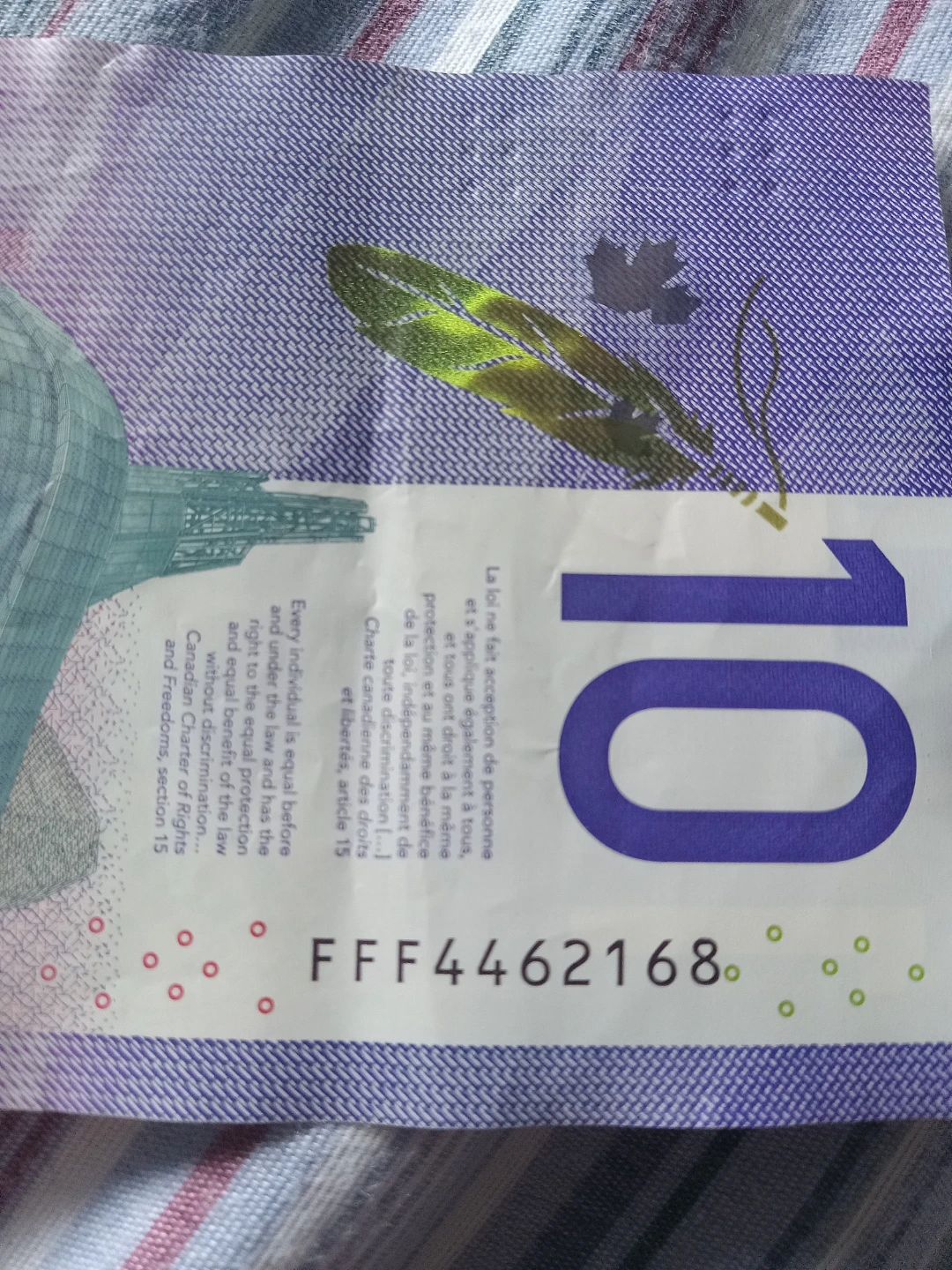 Canada 10 Dollar Bill Triple F Serial # Prefix - photo 3