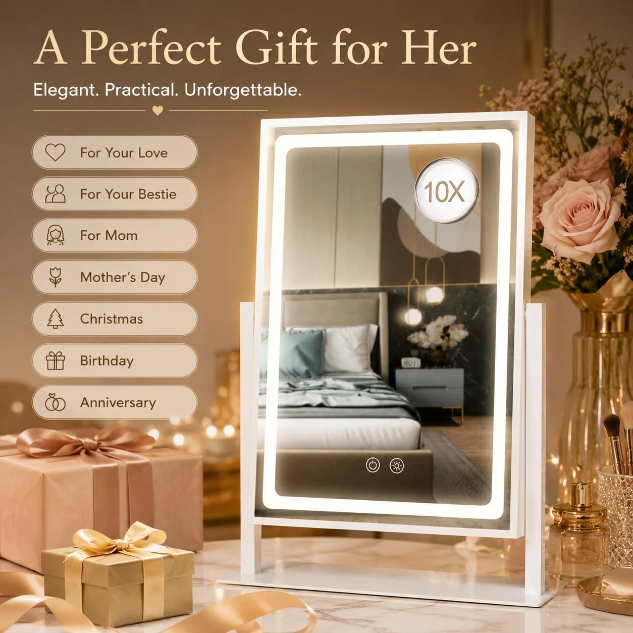Lighted Makeup Mirror with 10X Magnification - photo 5