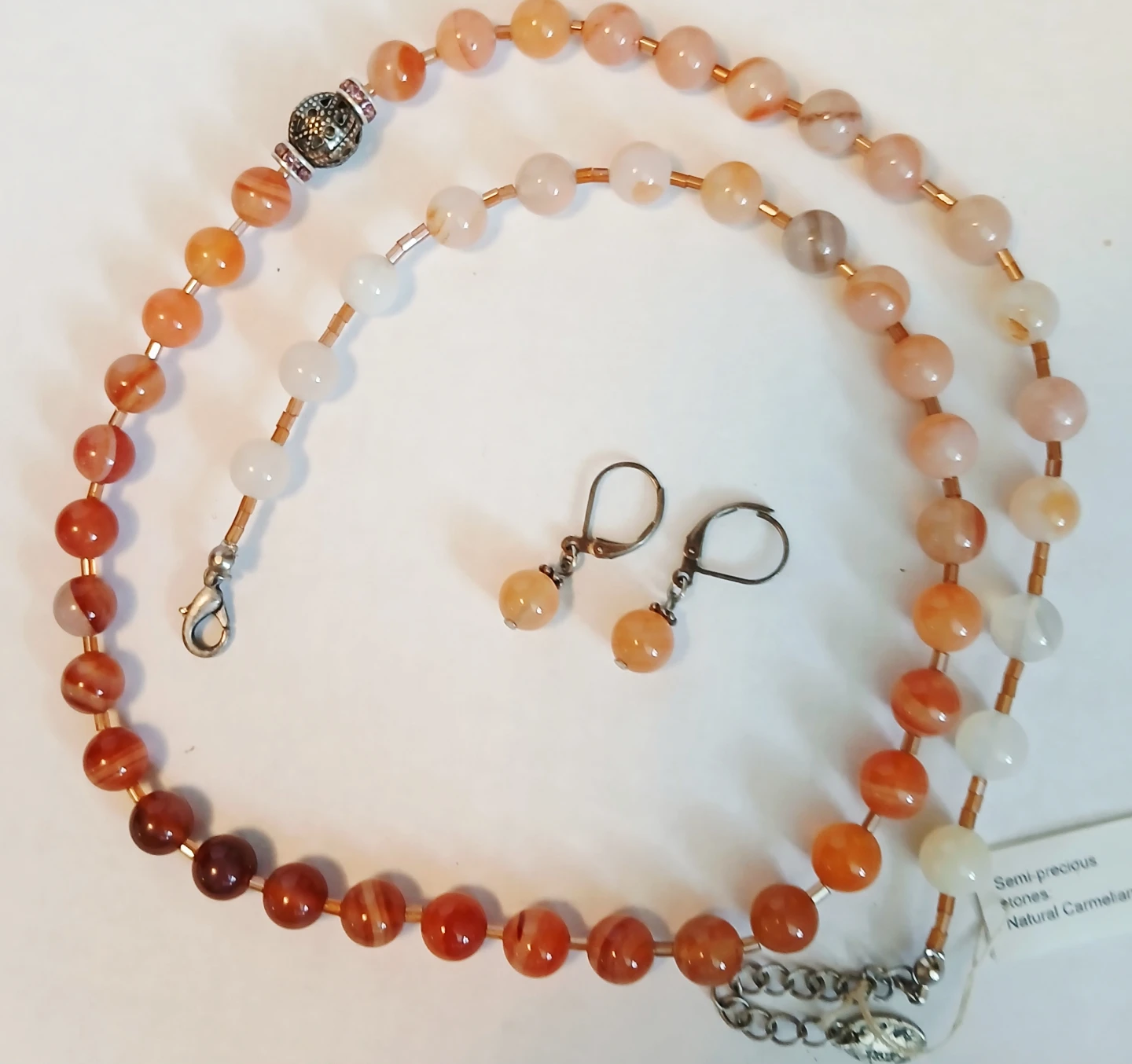 Semi-Precious Stone Necklace and Earrings Set - photo 2
