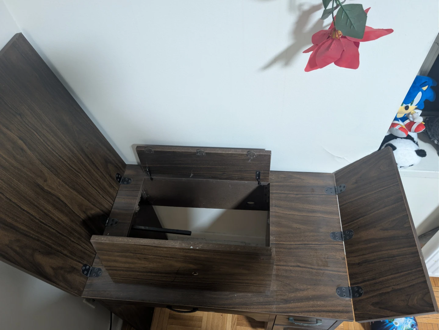 Dark Wood Flip-Top Desk with Drawers - photo 4
