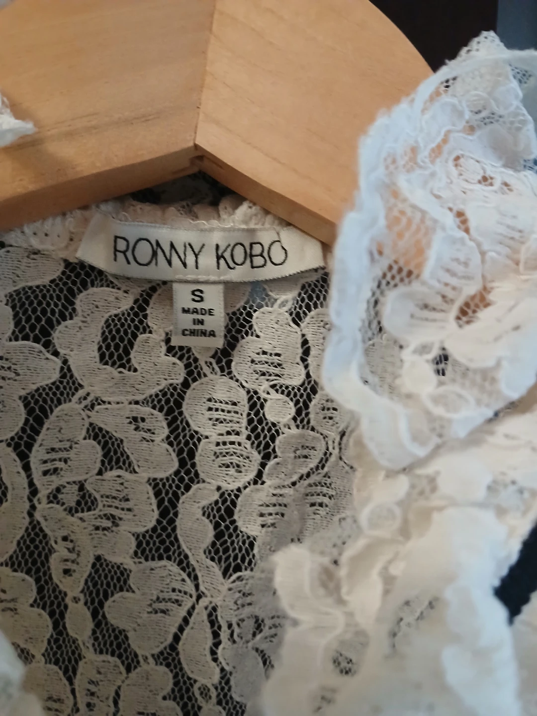 RONNY KOBO White Lace Blouse - Size S - photo 2