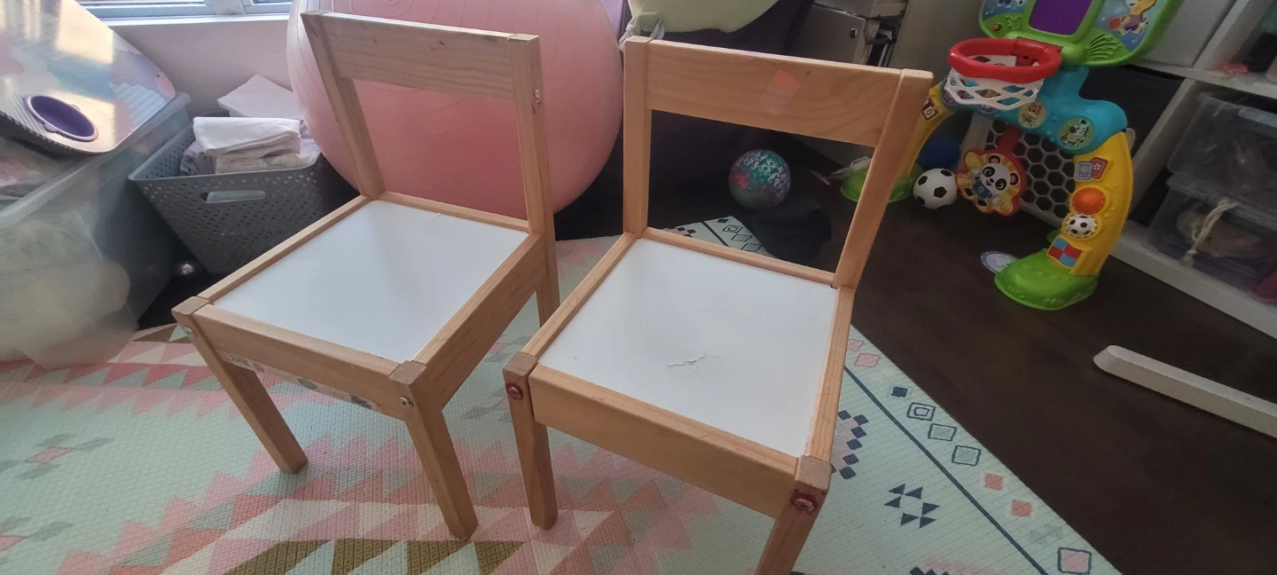 Wooden Kids Chairs with White Seats (Set of 2)