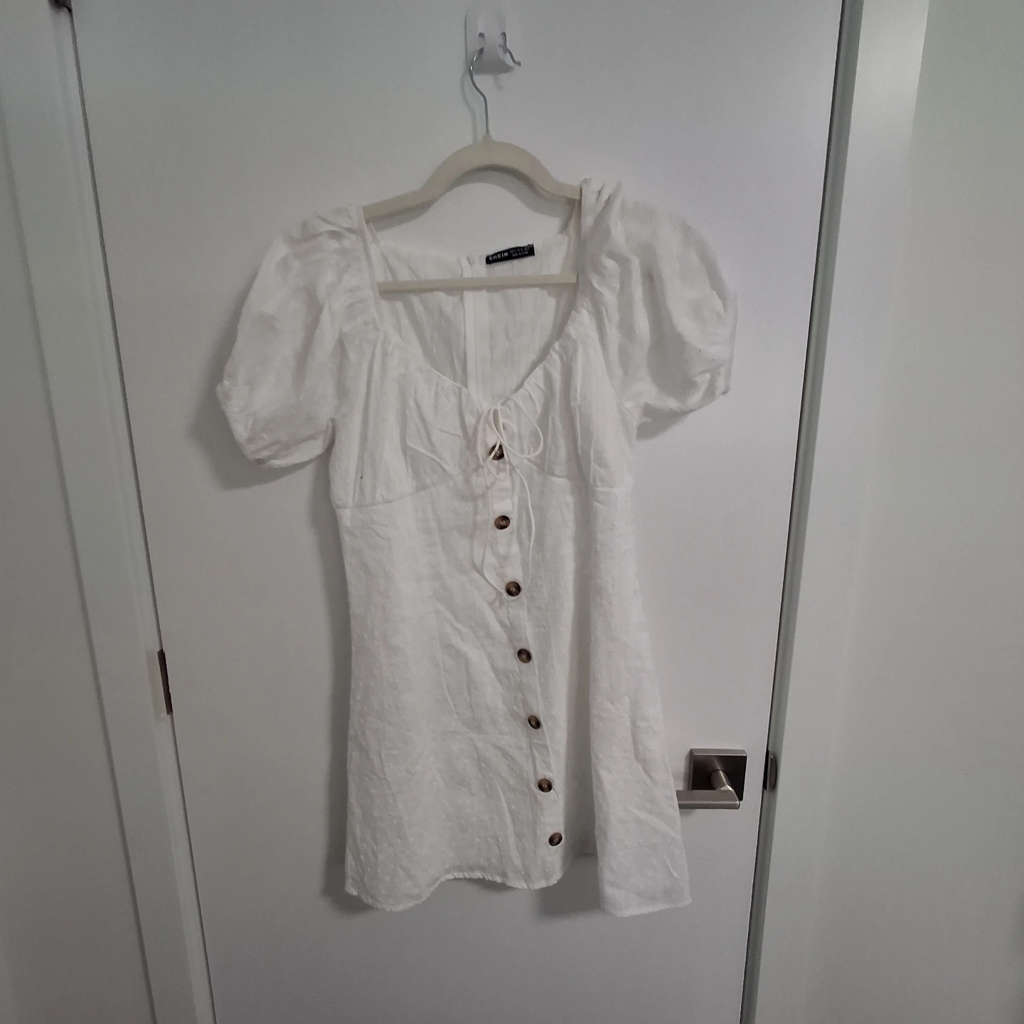 White SHEIN Puff Sleeve Dress