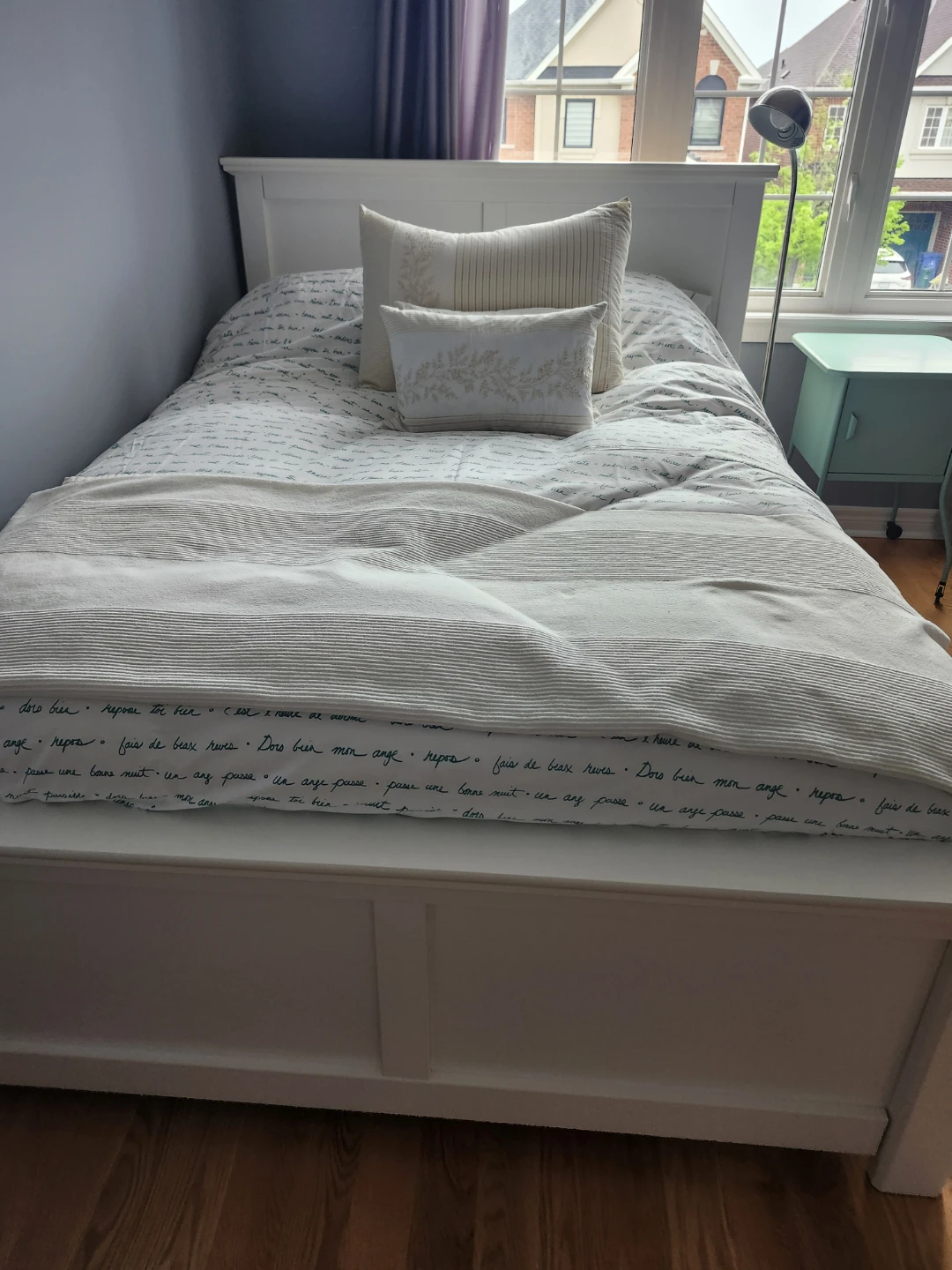 White Bed Frame with mattress  double