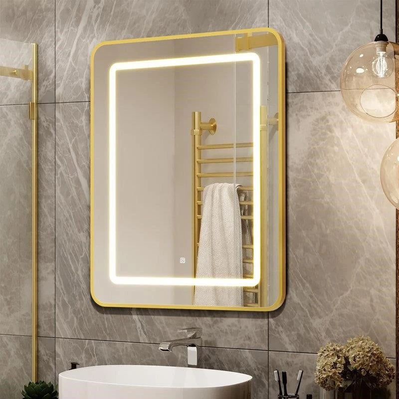 LED Bathroom Mirror with Gold Frame