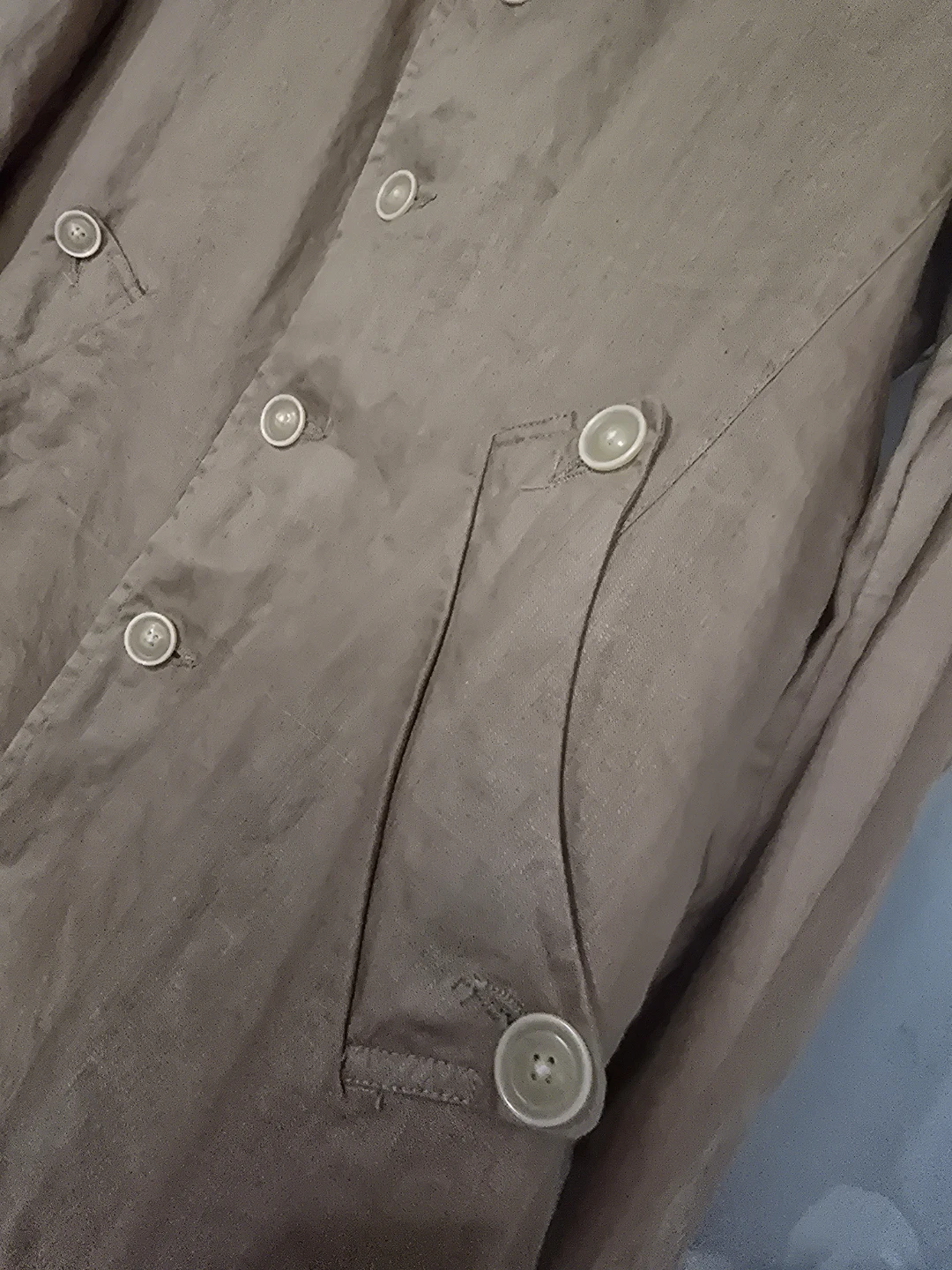 100% linen Brown Linen Button-Up Jacket - photo 3