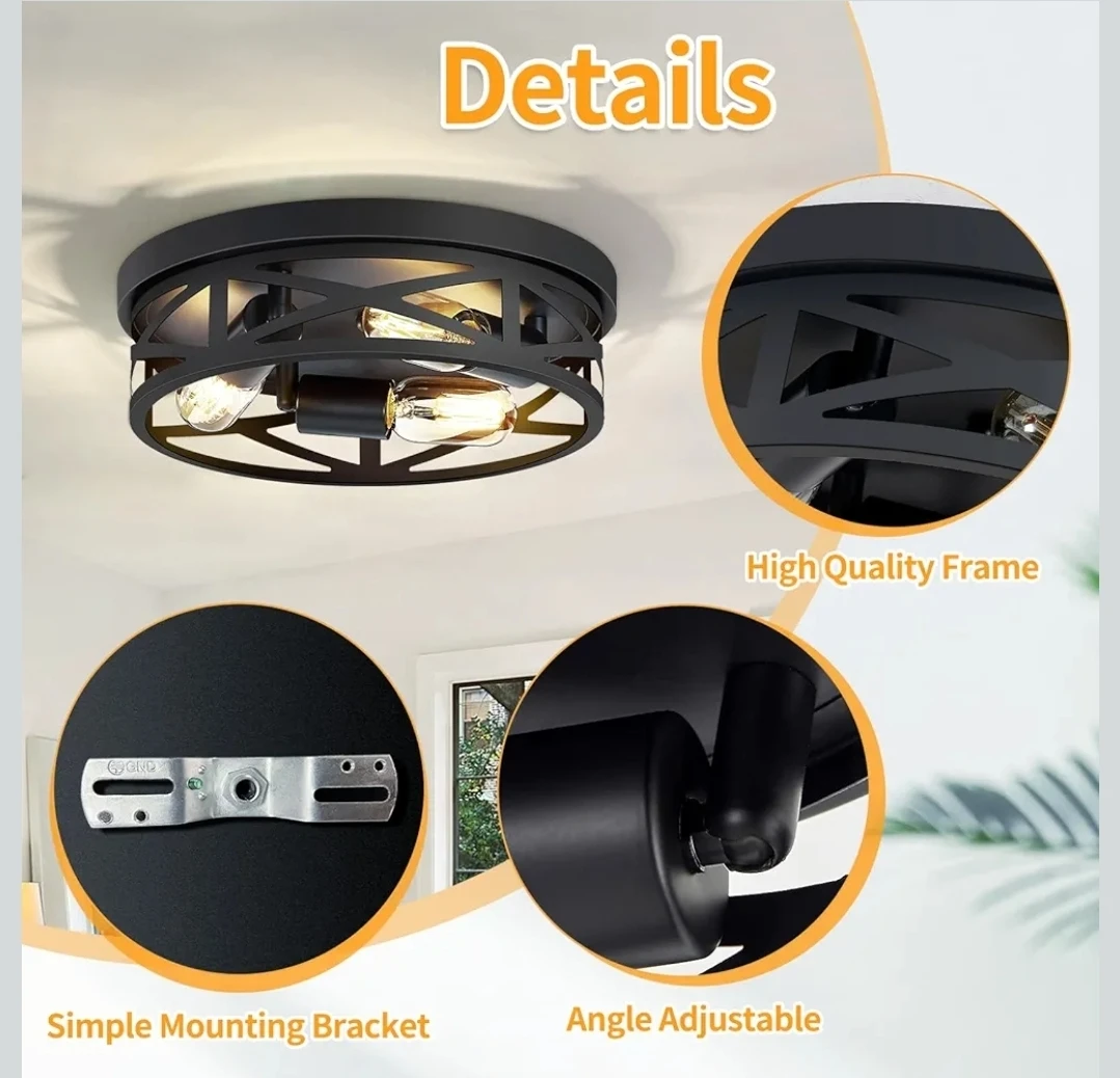 13 inch Farmhouse Ceiling Light Fixture - Black - photo 2