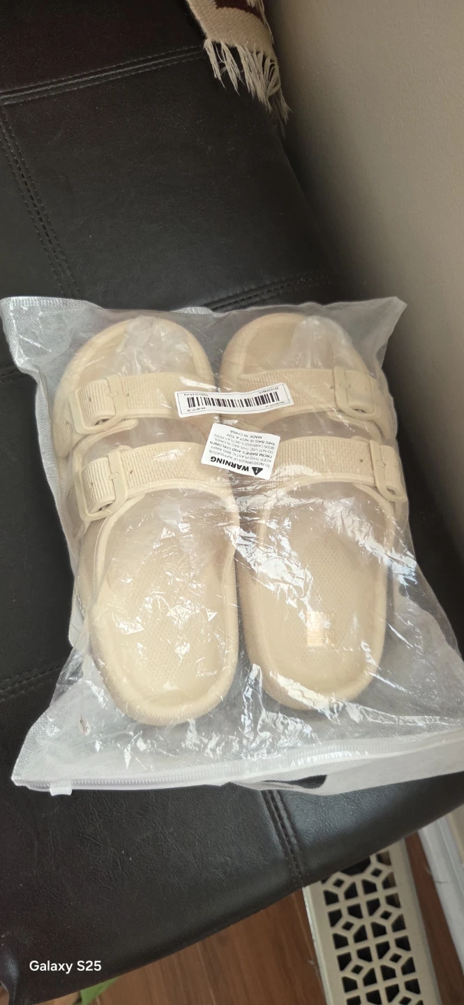 Cream Slides Sandals - Size 38