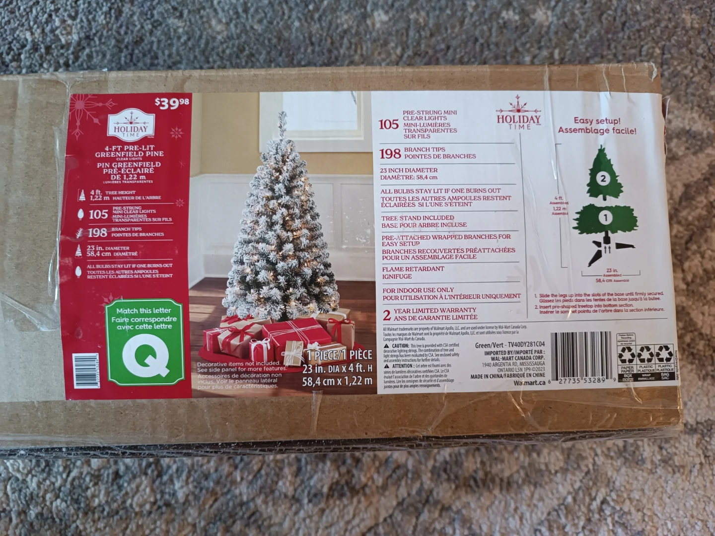 Holiday Time 4-ft Pre-Lit Flocked Pine Christmas Tree - photo 2