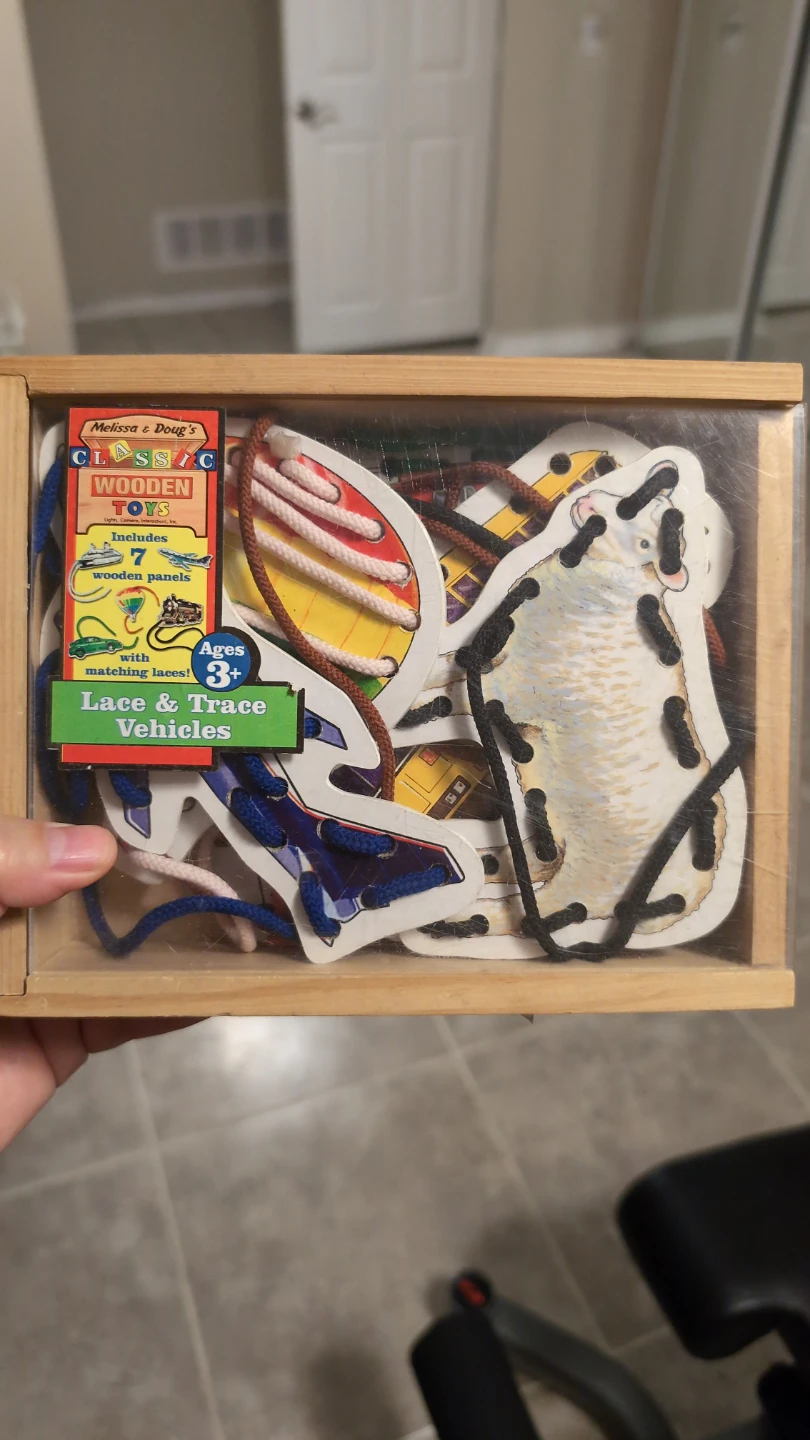 2 sets Melissa & Doug Lace & Trace Wooden Vehicles Toy