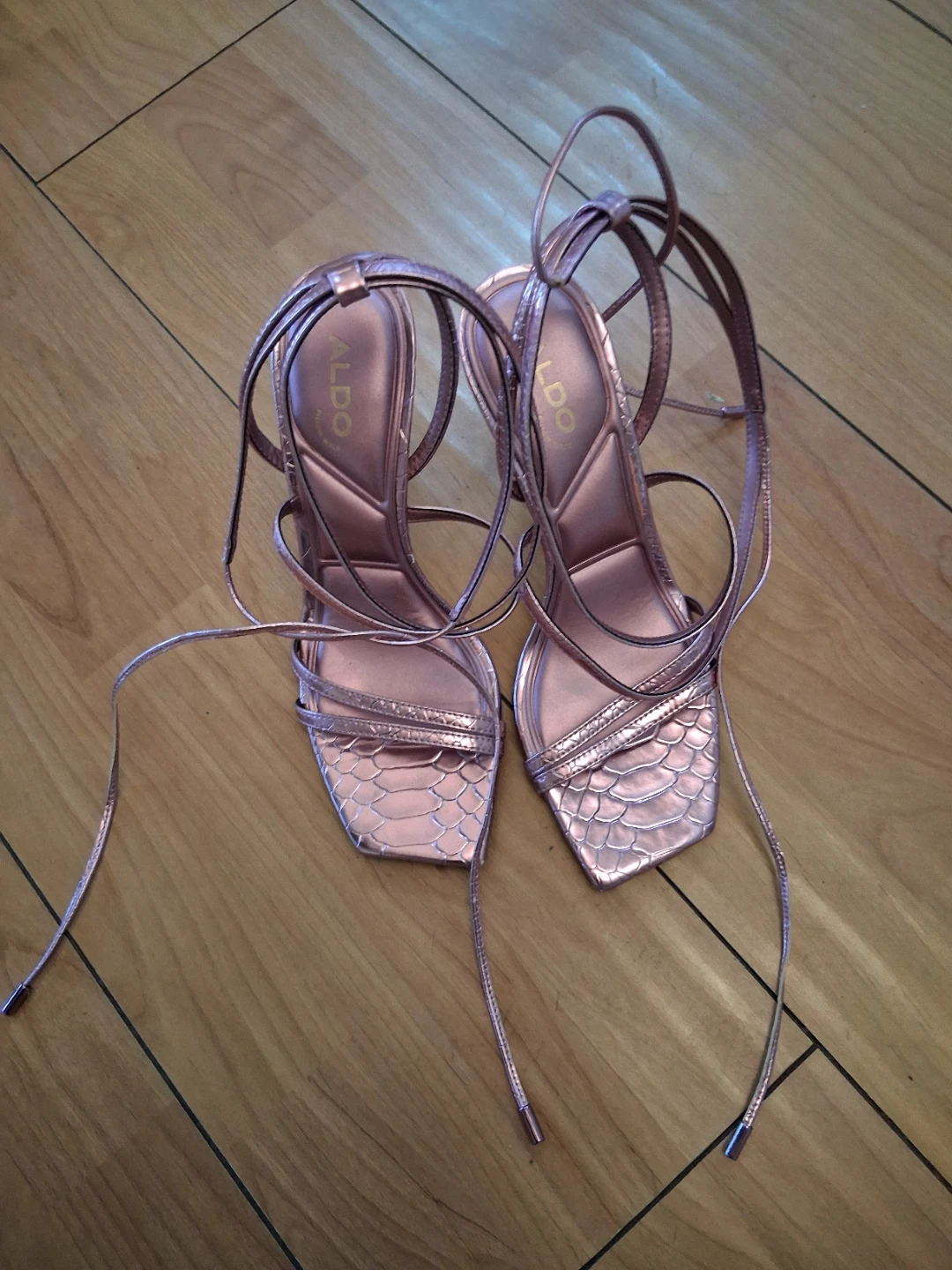 ALDO Rose Gold Strappy Heels y2k