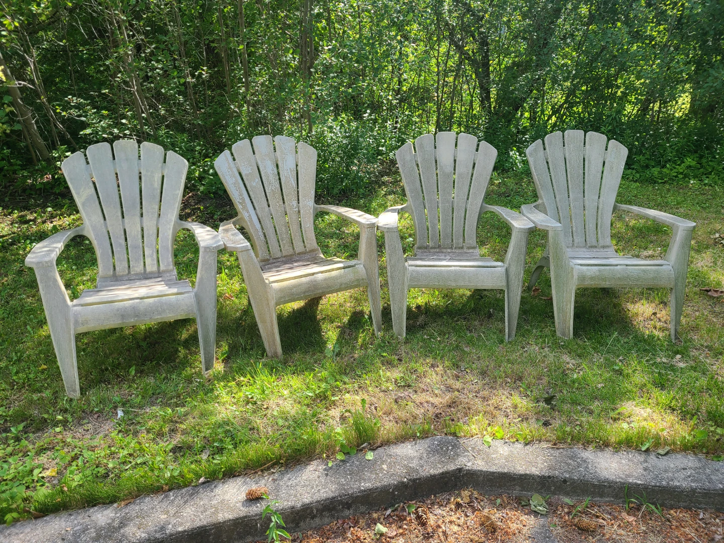 4 plastic Adirondack lawn chairs (in need of a power wash!)