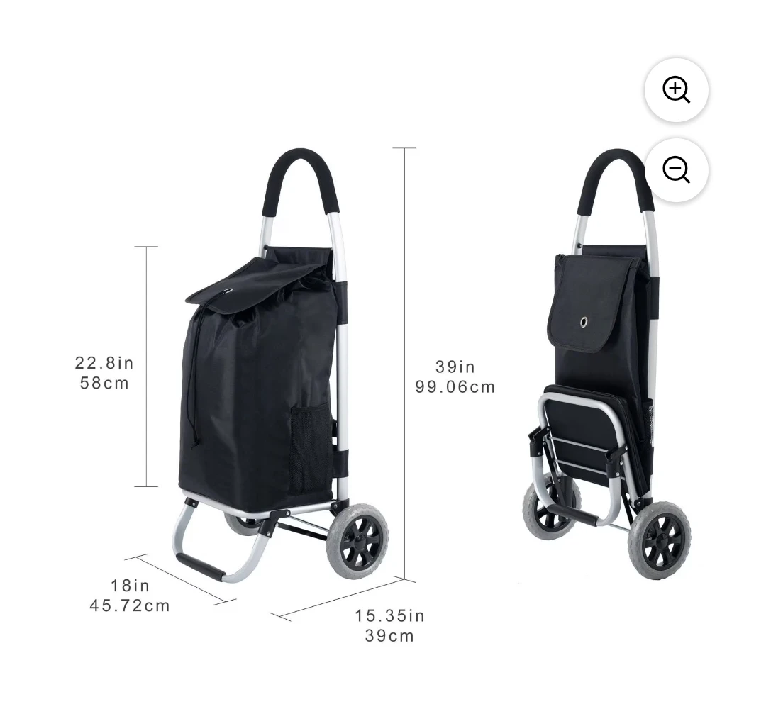 Black Rolling Shopping Cart - photo 2