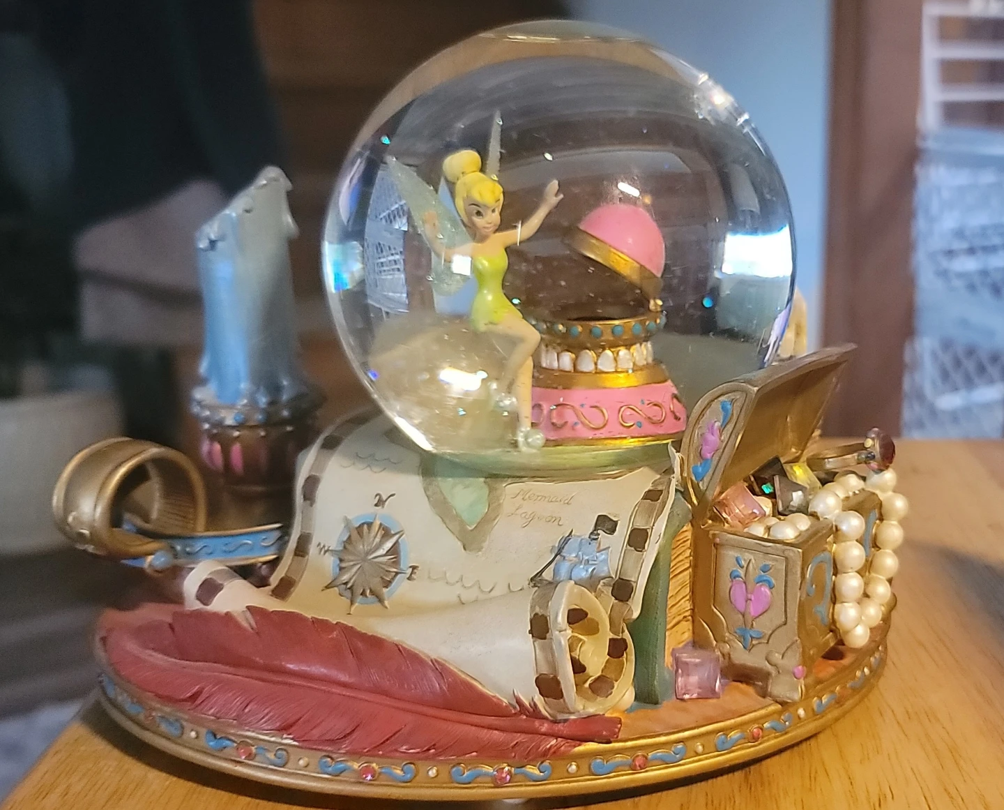 Retired Disney Store Tinker Bell Musical Snow Globe  7" Tall