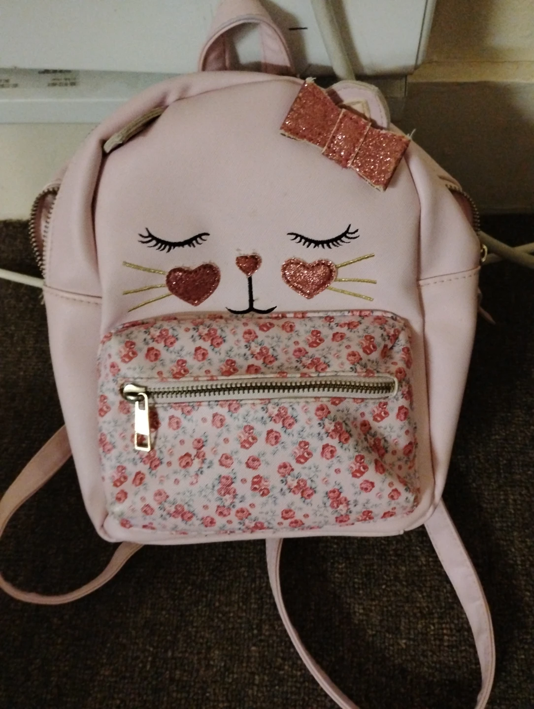 Pink Cat Face Backpack