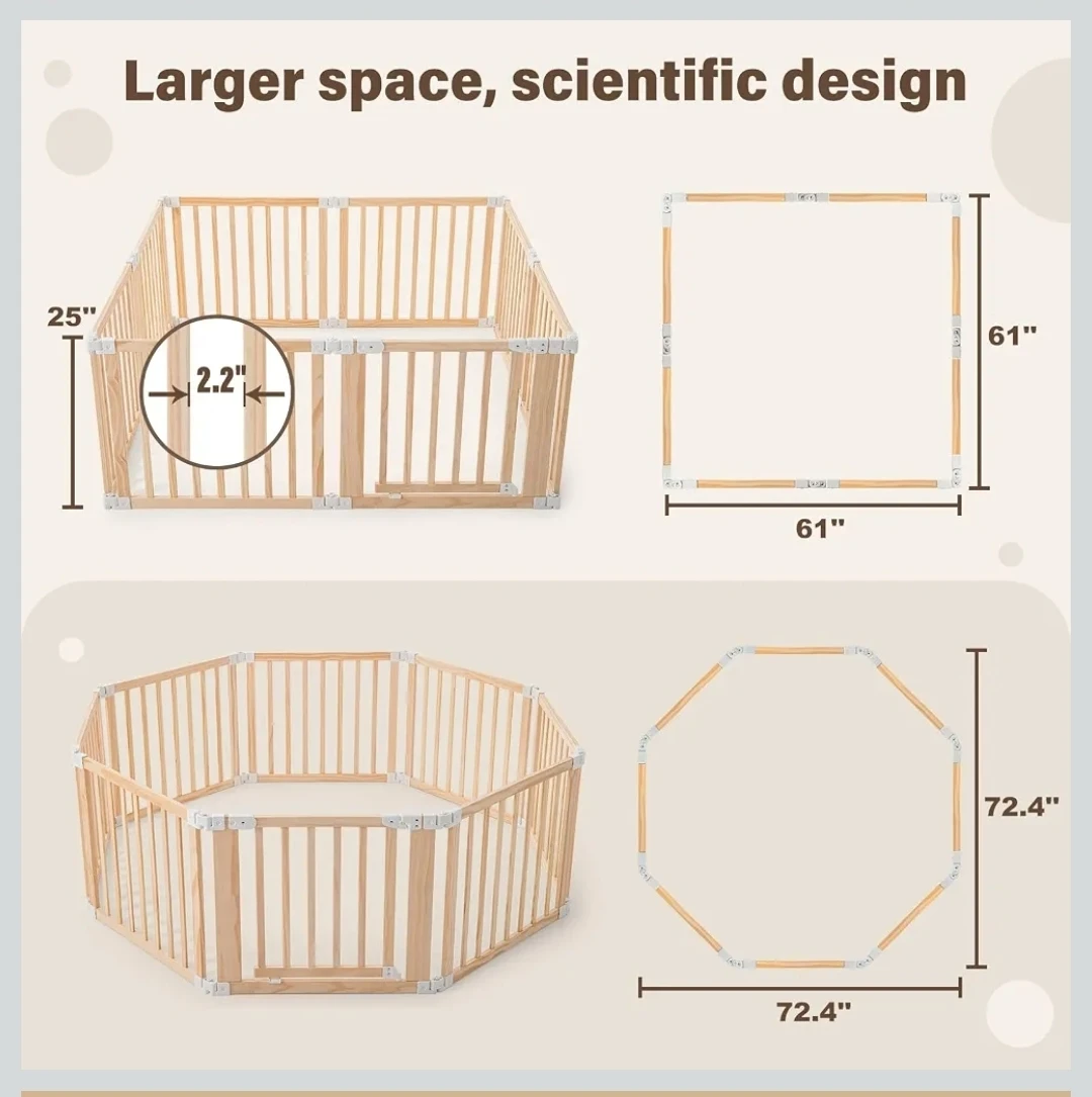 Wooden Baby Playpen - 8 Panel - photo 4