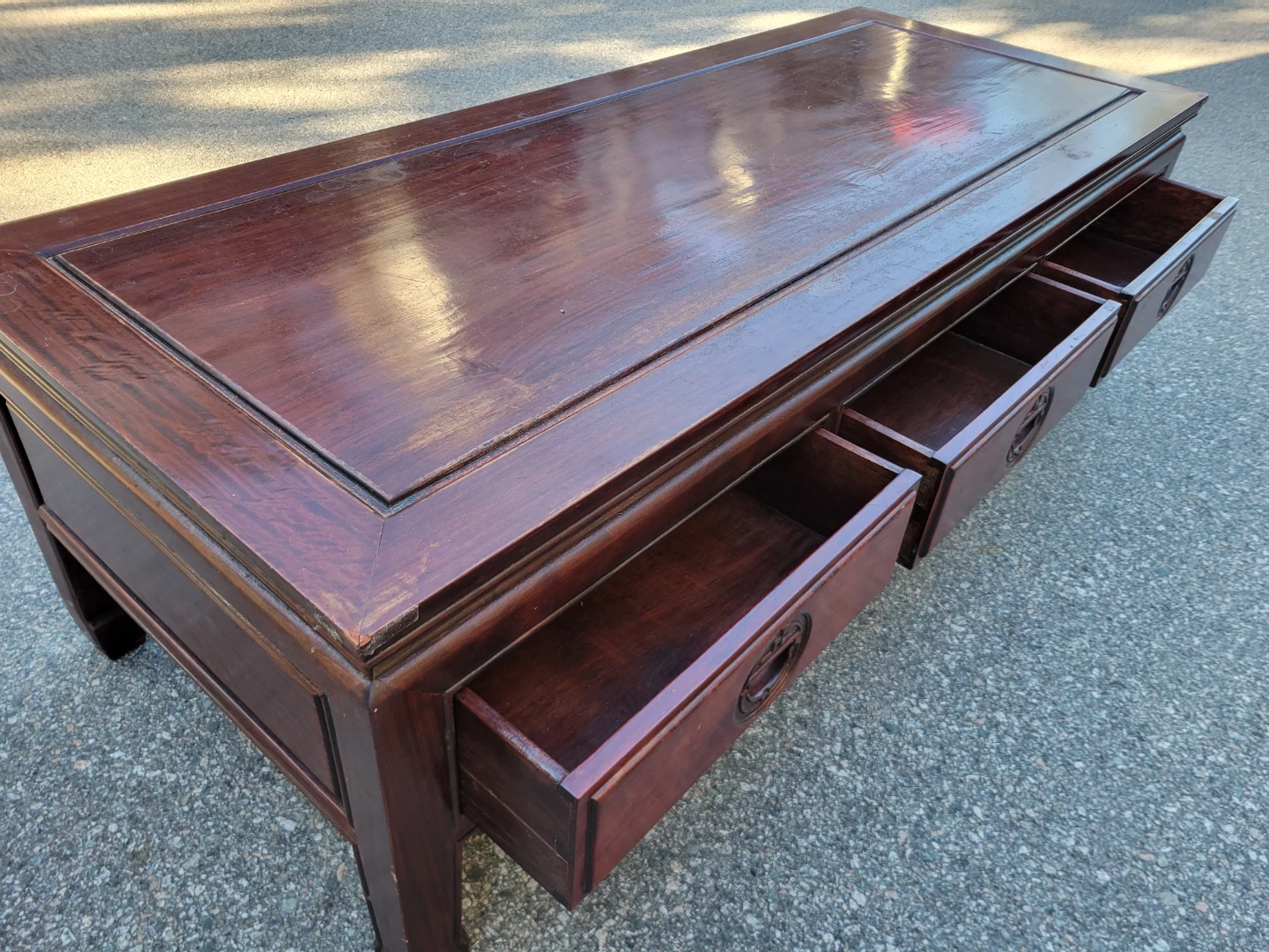 Vintage Chinese Ming Style Solid Wood Coffee Table – 3 Drawers - photo 4